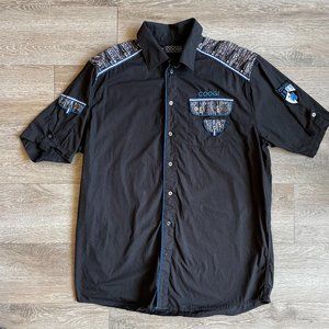 Coogi Short sleeve button up | Coogi black and blue short sleeve button up